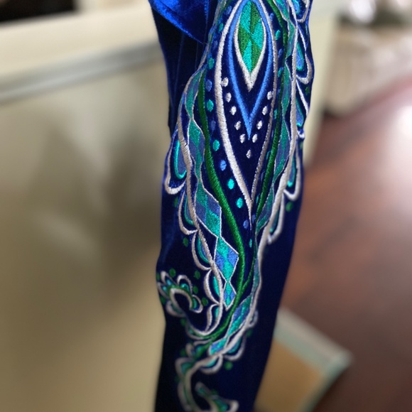 Vintage Bob Mackie Wearable Art Jacket shell set small Blue Velvet Embroidered - Picture 4 of 5